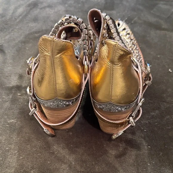 Jeffrey Campbell Gold Ankle Boots with Silver Accents - Picture 3 of 6